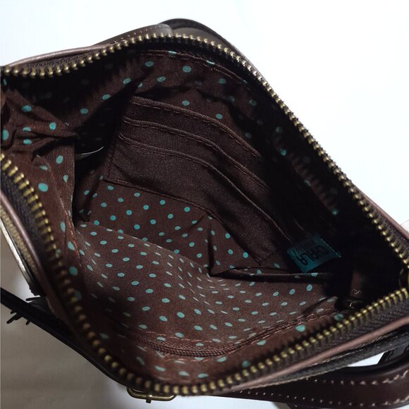 NWT Chala Mini Horse Western Canvas Faux Leather Crossbody Tote Shoulder Bag - Picture 5 of 10